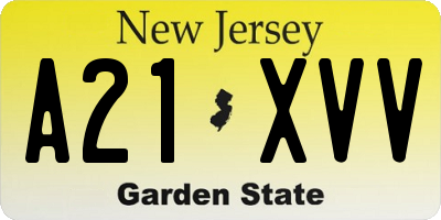NJ license plate A21XVV