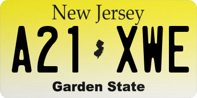 NJ license plate A21XWE
