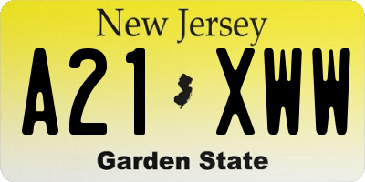 NJ license plate A21XWW