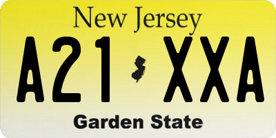 NJ license plate A21XXA