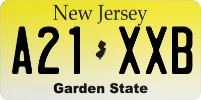 NJ license plate A21XXB