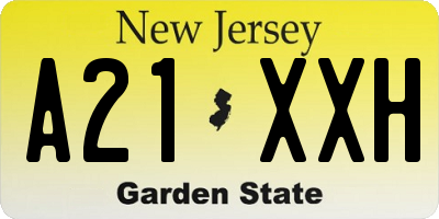 NJ license plate A21XXH