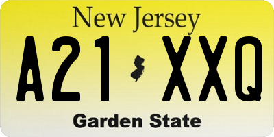 NJ license plate A21XXQ