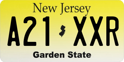 NJ license plate A21XXR