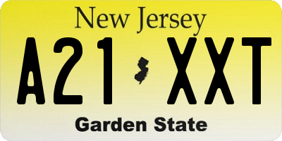 NJ license plate A21XXT