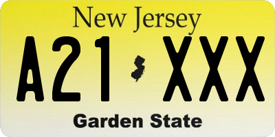 NJ license plate A21XXX