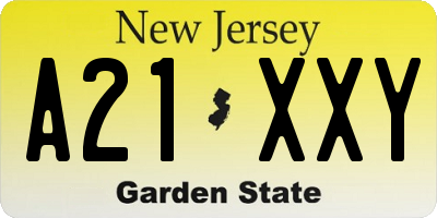 NJ license plate A21XXY