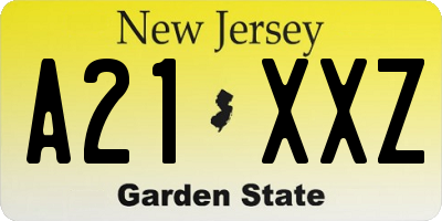 NJ license plate A21XXZ