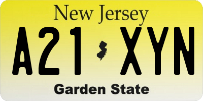 NJ license plate A21XYN