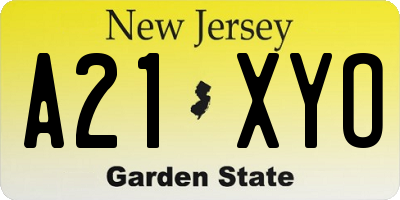 NJ license plate A21XYO