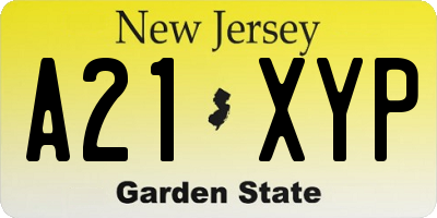 NJ license plate A21XYP