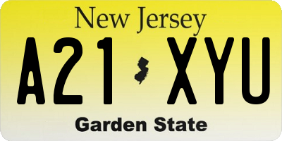 NJ license plate A21XYU