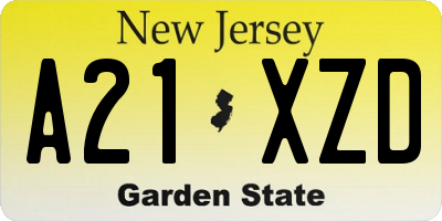 NJ license plate A21XZD