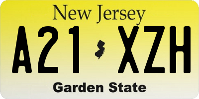 NJ license plate A21XZH
