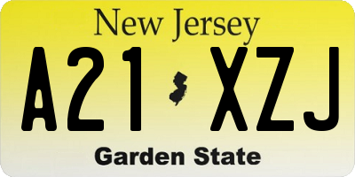 NJ license plate A21XZJ