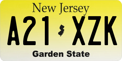 NJ license plate A21XZK