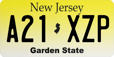 NJ license plate A21XZP