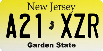NJ license plate A21XZR