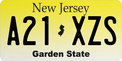 NJ license plate A21XZS