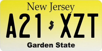 NJ license plate A21XZT