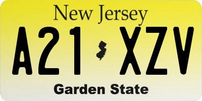 NJ license plate A21XZV