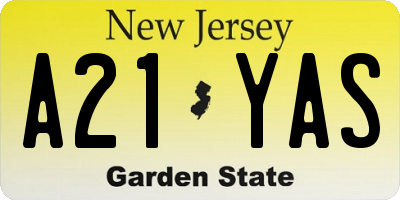 NJ license plate A21YAS