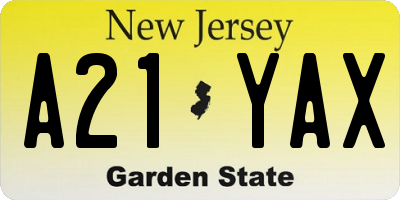 NJ license plate A21YAX