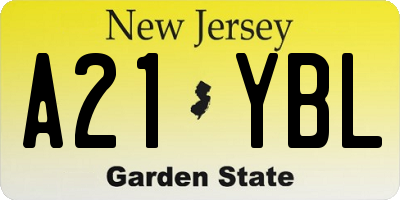 NJ license plate A21YBL