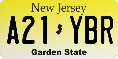NJ license plate A21YBR