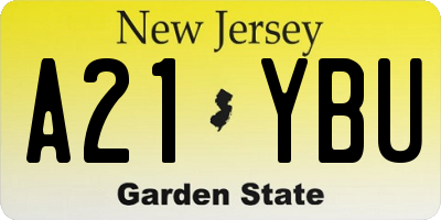 NJ license plate A21YBU