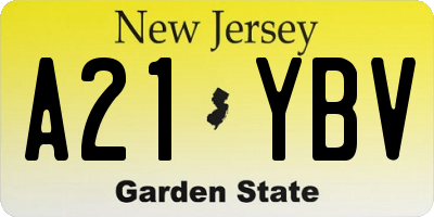 NJ license plate A21YBV
