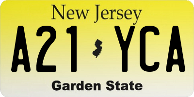 NJ license plate A21YCA