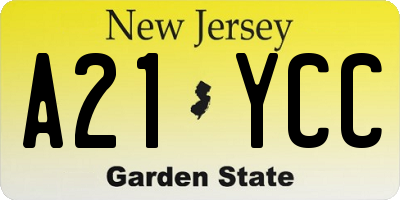 NJ license plate A21YCC