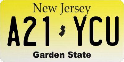 NJ license plate A21YCU