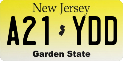 NJ license plate A21YDD