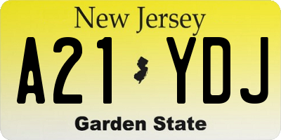 NJ license plate A21YDJ