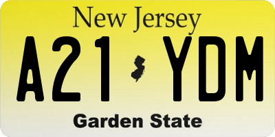 NJ license plate A21YDM