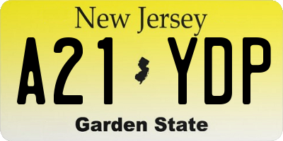 NJ license plate A21YDP