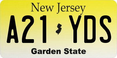 NJ license plate A21YDS