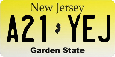 NJ license plate A21YEJ