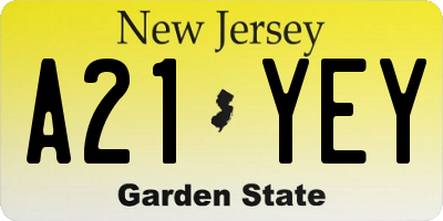 NJ license plate A21YEY