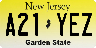 NJ license plate A21YEZ