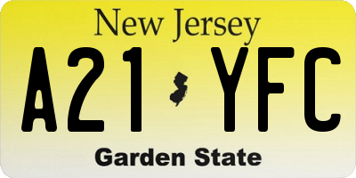 NJ license plate A21YFC
