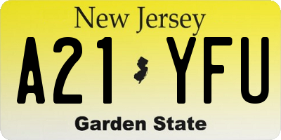NJ license plate A21YFU