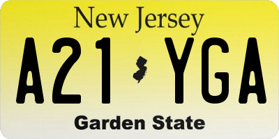 NJ license plate A21YGA