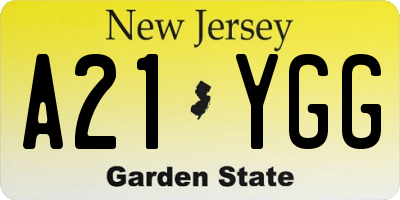 NJ license plate A21YGG