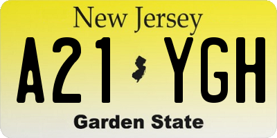 NJ license plate A21YGH
