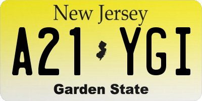 NJ license plate A21YGI