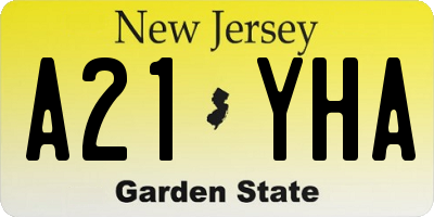 NJ license plate A21YHA