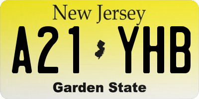 NJ license plate A21YHB